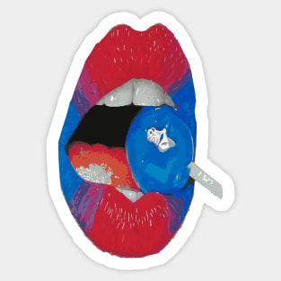 red blue lolipop lips Sticker